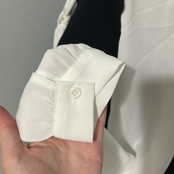 Adrianna Papell Scallop V-Neck Vest with Blouse Sleeves and Tie detail NWOT - Picture 8 of 13